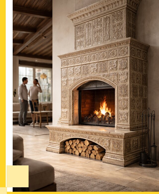 Купить изразцовый камин в Тихвине от 273200 р. | ЭриданТхв