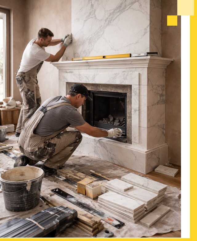 Отделка каминов в Тихвине качественные облицовочные работы