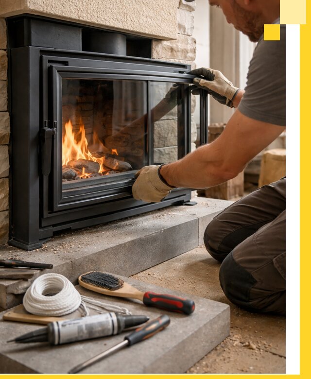 Производство, монтаж и доставка каминов со стеклом в Тихвине