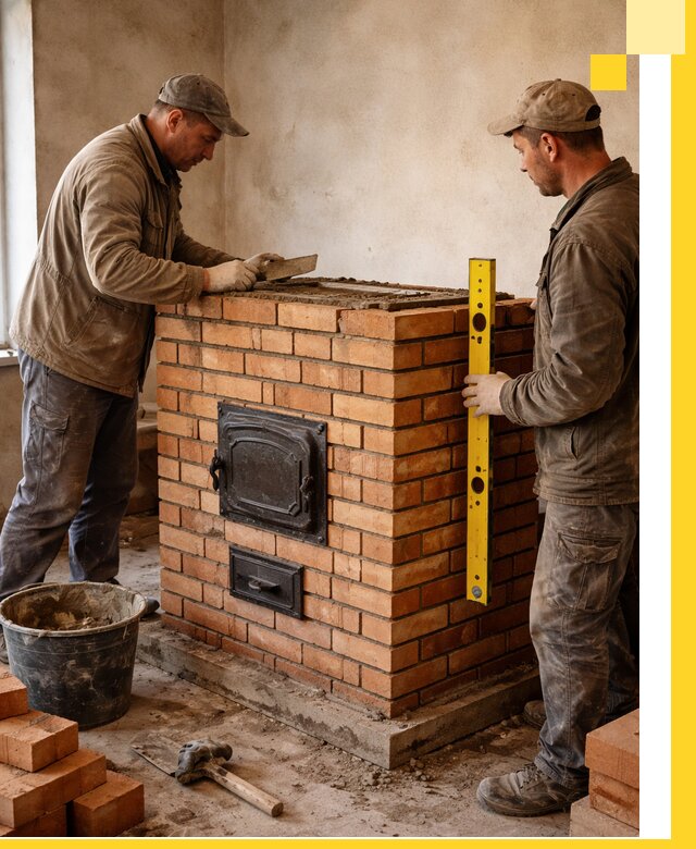 Отопительные печи под ключ в Тихвине, установка и сборка