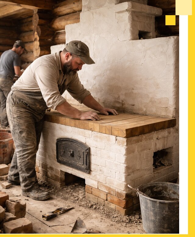 Проектирование и установка русской печи с лежанкой в Тихвине