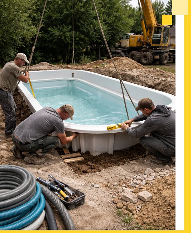 Установка и монтаж композитных бассейнов под ключ в Тихвине