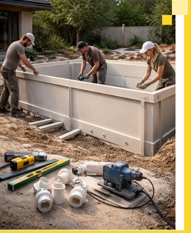 Установка полипропиленовых бассейнов под ключ в Тихвине