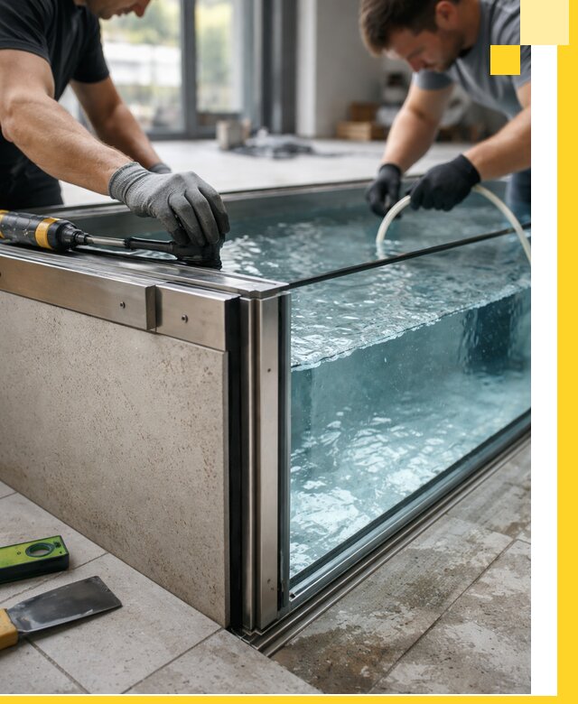 Проектирование и монтаж стеклянных бассейнов в Тихвине