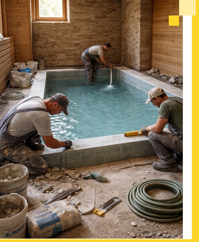 Проектирование и строительство бассейнов для бани в Тихвине