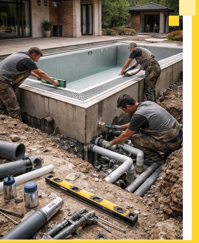 Строительство переливных бассейнов в Тихвине под ключ