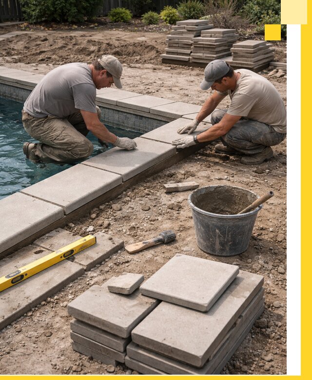 Установка и изготовление копингового камня для бассейнов в Тихвине