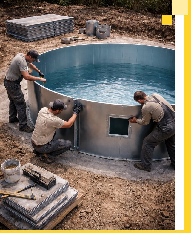 Круглые бассейны под ключ в Тихвине проектирование и монтаж