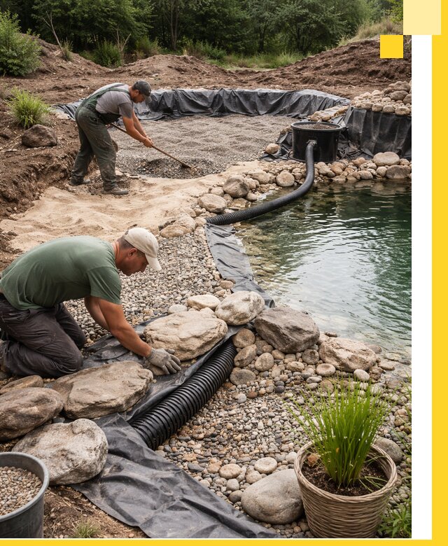 Строительство природных бассейнов и озер в Тихвине под ключ