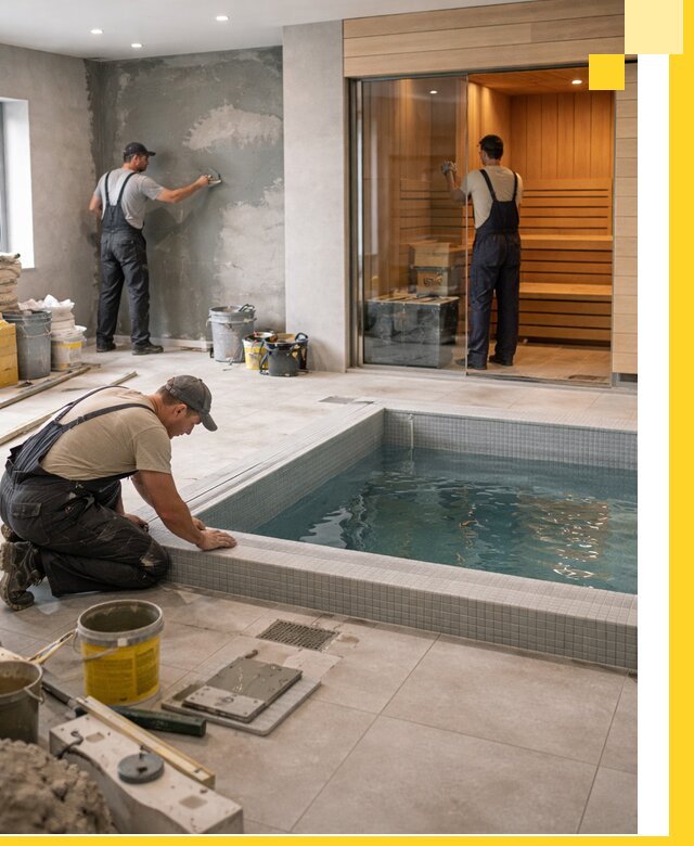 Проектирование и строительство сауны с бассейном в Тихвине