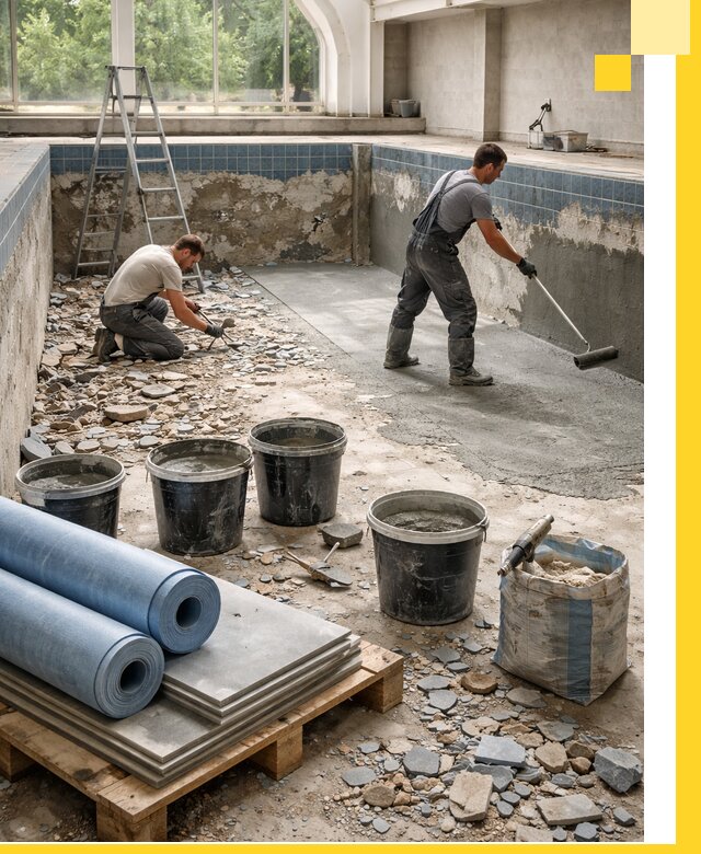 Реконструкция бассейнов в Тихвине: ремонт, гидроизоляция