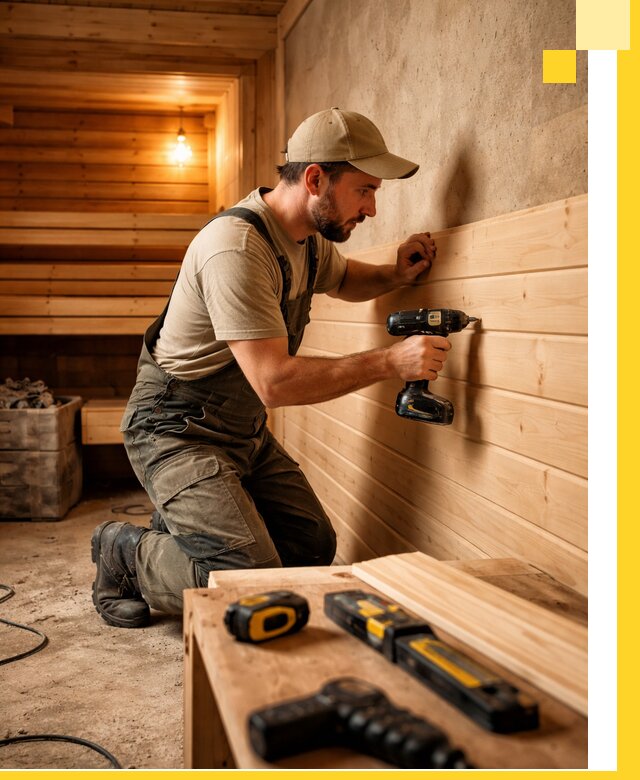 Профессиональная внутренняя отделка бани в Тихвине под ключ