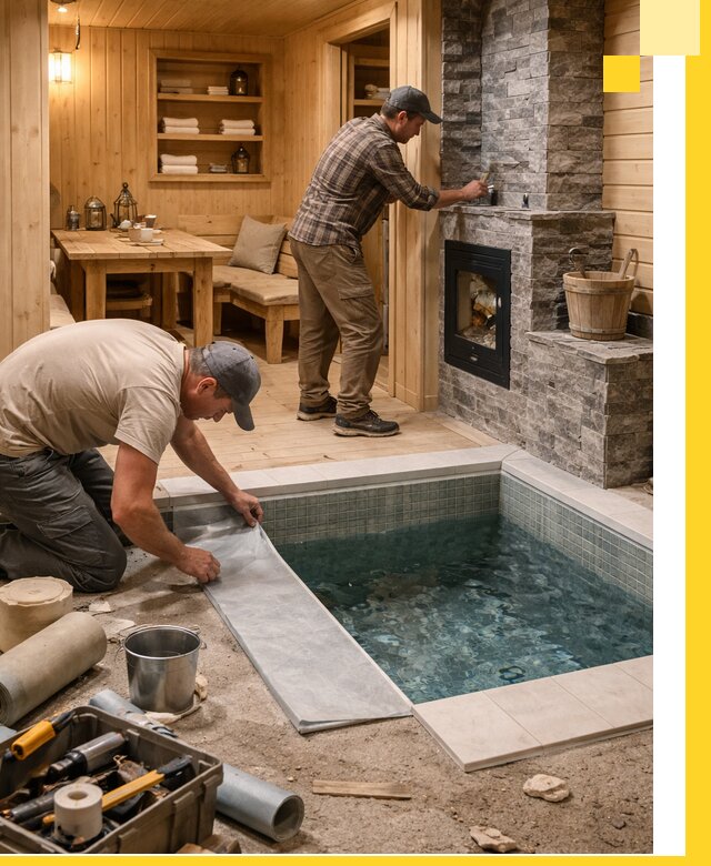 Строительство бань с комнатой отдыха под ключ в Тихвине