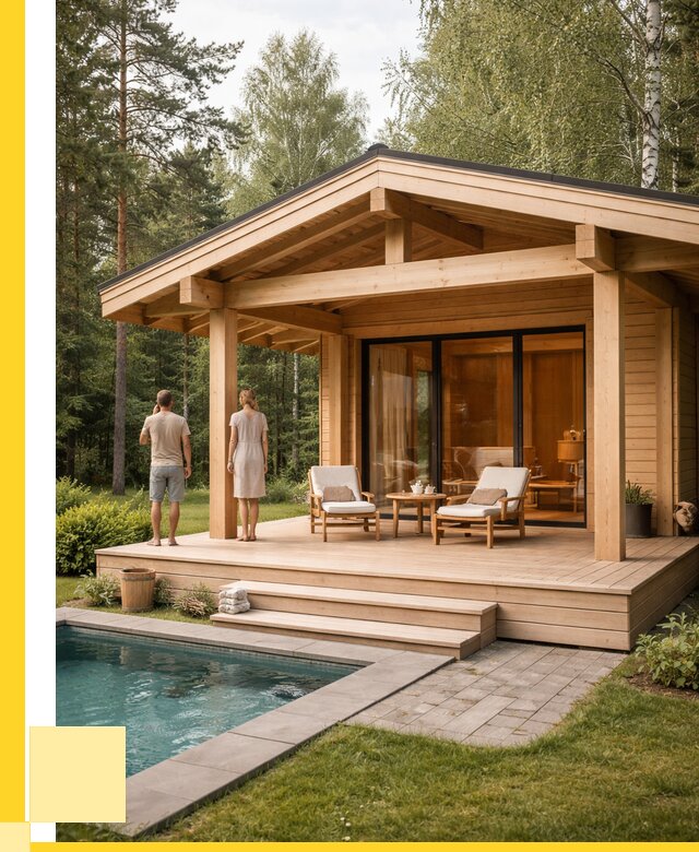 Бани с террасой под ключ в Тихвине от 655680 р. | ЭриданТхв