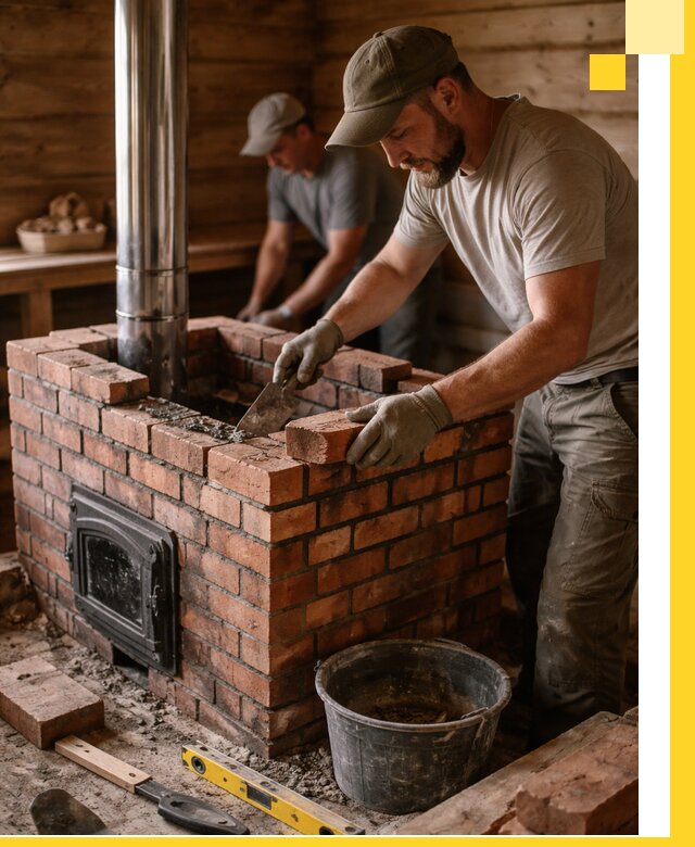 Кирпичные печи для бани под ключ в Тихвине, проект и монтаж