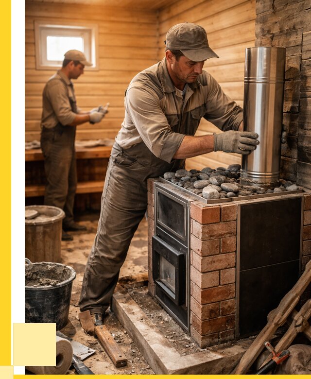 Монтаж печи в бане под ключ в Тихвине от 21856 р. | ЭриданТхв