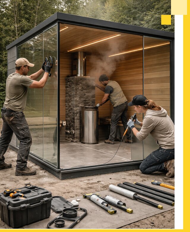 Проектирование и строительство стеклянных бань в Тихвине