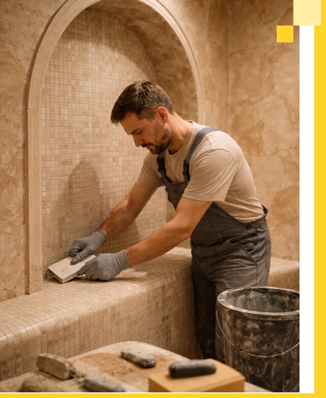 Профессиональная отделка хамамов с мозаикой под ключ в Тихвине