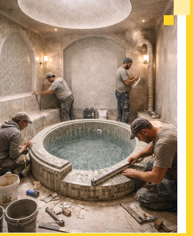 Профессиональное строительство хамама с бассейном в Тихвине под ключ