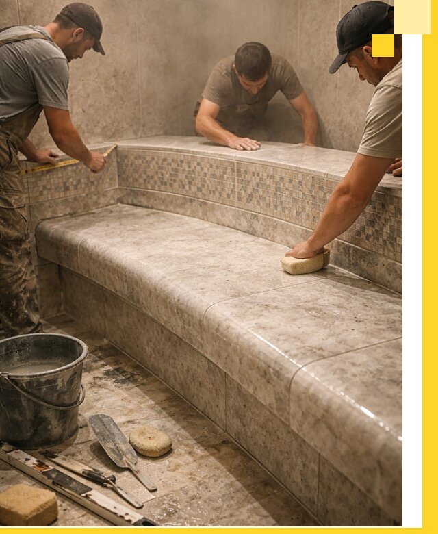 Изготовление и установка сидений для хамама в Тихвине